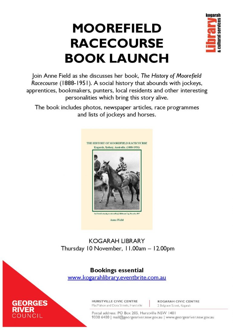 KOGARAH LIBRARY MOOREFIELD RACECOURSE BOOK LAUNCH TALK