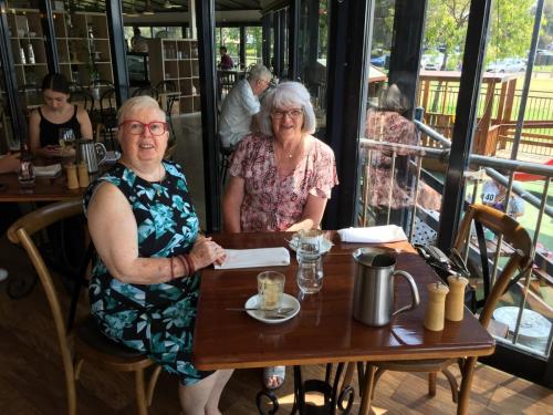 Anne and her school friend Anne at The Beach House restaurant at South Perth